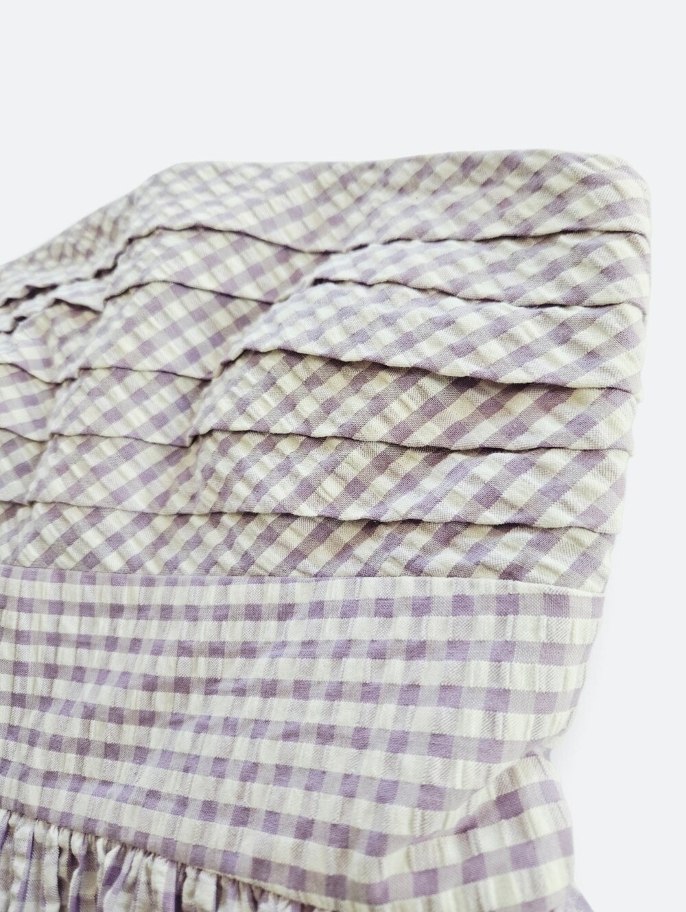 Cartolina Chalmers Strapless Seersucker Midi Dress Wisteria Lavender Gingham M - Picture 7 of 11